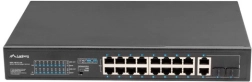 Halduseta PoE+ lüliti 16× Fast Etherneti ja 2× Combo Gigabit uplinkiga, 19" rack, 150 W