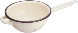Silesia enamel colander with handle 22.5 cm, cream