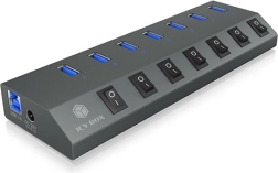 USB 3.0 jaotur 7× USB-A individuaalsete lülititega – ICY BOX