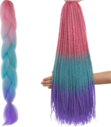Sünteetilised ombré juuksepatsid roosa/sinine/lilla – 1 tk