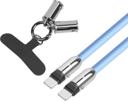 Blue 2‑in‑1 USB‑C Cable with Neck Lanyard, 1 m