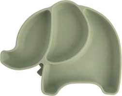 Children's silicone divided elephant plate, green 23.5 × 19 × 3.5 cm