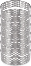 Perforated stainless steel tartlet rings 7 cm, set of 6
