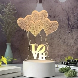 Öine LED-lamp Love süda 3D-illusiooniga, USB-toitega