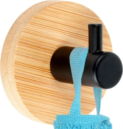 Isekleepuv bambusest seinakonks musta metalliga 5 × 3,5 cm