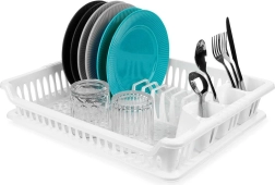 Valge nõudekuivatusrest 46 × 37 × 8,5 cm