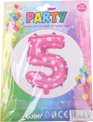 Õhupall number 5 roosa südamekestega 82 × 47 cm