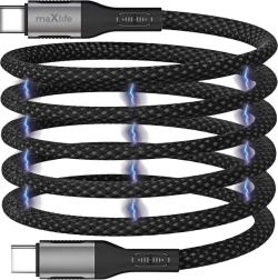 Maxlife magnetiline USB‑C–USB‑C-kaabel, 1 m, 100 W, nailon, must