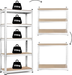 Metallist hoiuriiul 180x90x30 cm, 5 riiulit, kandevõime 875 kg ModernHome