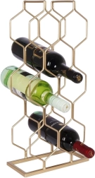 Kuldset värvi metallist veiniriiul 8 pudelile 23 × 48 cm