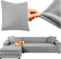 RUHHY nurgadiivani kate – tumehall elastne veluur 145–185 cm