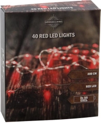 Valguskett 40 LED, punane, 2 m, patareidel