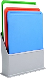 Plastic cutting boards with stand 20.5 × 15 cm, set of 4