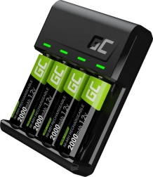 Laadija GREEN CELL VitalCharger + 4x AA laetavad akud 2000 mAh Ni-MH