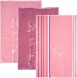 Puuvillased köögirätikud Maki, roosad, 70 × 50 cm – 3 tk