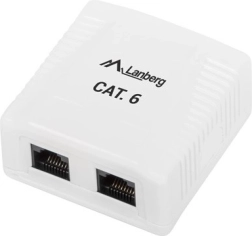 Valge pinnapealne seinapistik 2x RJ45 Lanberg Cat.6