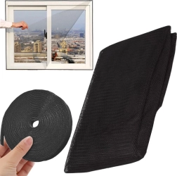 Must aknavõrk putukate vastu isekleepuva takjapalaga 150 × 130 cm