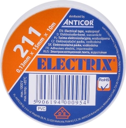 Solight valge elektriisolatsiooniteip 15 mm x 0,13 mm x 10 m