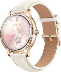 COLMI L28 Smartwatch Gold with Leather Strap