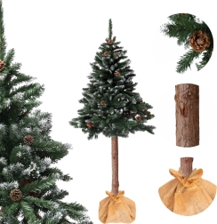 Tehisjõulukuusk tüvel 150 cm, teemantmänd käbidega, lumine