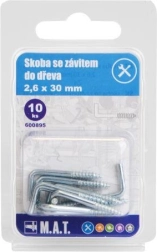Puidukruviga klamber 30 × 2,6 mm, tsingitud, 10 tk