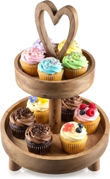 Kahekorruseline puidust serveerimisalus MANGO 42 cm