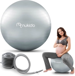 Rasedus- ja fitnesspall 65 cm NUKIDO pumbaga, hall