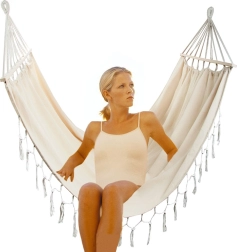 Aia boho kahekohaline rippvoodi 200 × 150 cm tuttidega