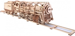 Mehaaniline puidust pusle UGEARS – aurulokomotiiv koos tenderiga