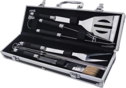 Terasest grilltarvikute komplekt kohvris, 9 osa