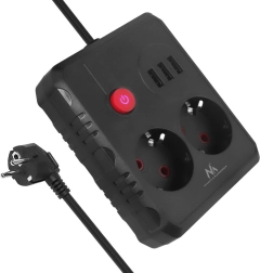 Pikendusplokk 2 pistikupesa ja 3× USB-ga, 2500 W, 1,5 m, must