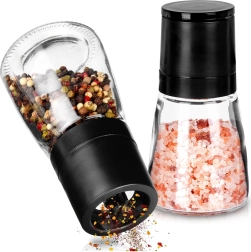 Glass salt and pepper grinders, set of 2