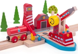 Puidust päästekomplekt Bigjigs Rail Tuletõrjujad