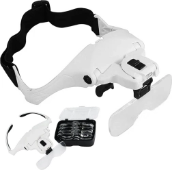 Pealamp-lupe LED-valgustusega, 5 vahetatavat läätse