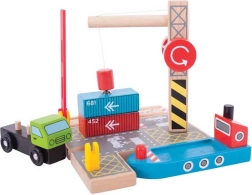 Bigjigs Rail konteinerterminal magnetkraanaga