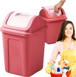 Slim plastic trash bin with swing lid 10 L