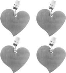 Steel heart-shaped tablecloth clips, set of 4