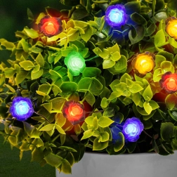 Päikeseenergial töötav LED-valguskett lilledega, 2,3 m, 20 värvilist LED-i