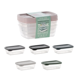 Set of 3 Rectangular Containers Trend Box 0.6 l