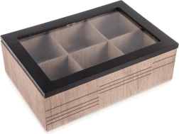 Puidust teekarp LINE, 6 sektsiooniga, 24 × 16,5 × 7,5 cm