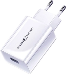 USAMS T22 18W QC 3.0 võrgulaadija USB-C kaabliga