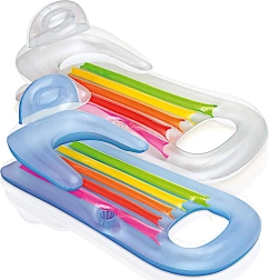 Täispuhutav ujuv lamamistool seljatoe ja joogitopsi hoidikuga INTEX