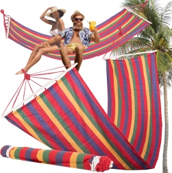 Aia võrkkiik puidust tugipulkadega 200 × 80 cm, triibuline