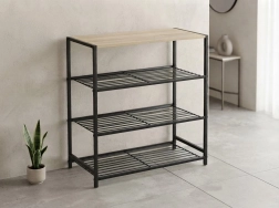 Riiul 4 tasapinnaga 60 × 30 × 63,5 cm, must heleda pealisplaadiga