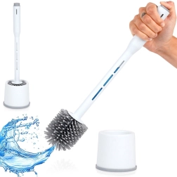 Silicone toilet brush with stand and dispenser, white 40 cm