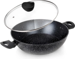 Sügav graniitkattega pann klaaskaanega BLACK LINE 28 cm, 3,5 l