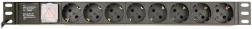 Riiulik PDU-toitelatt, 8x Schuko pesa, 1U, 10 A, C14 sisend, 3 m kaabel