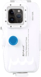 PULUZ plastist veekindel kaitsekorpus iPhone 15 Plusile, 15 Pro Maxile, 14 Plusile, 14 Pro Maxile, 13 Pro Maxile, 12 Pro Maxile ja 11 Pro Maxile – valge