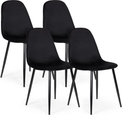 4 sametist söögitooli komplekt ModernHome, must