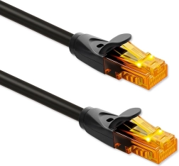 Võrgukaabel UTP Cat6 15 m RJ‑45-ga, 1 Gb/s, kullatud kontaktid, must